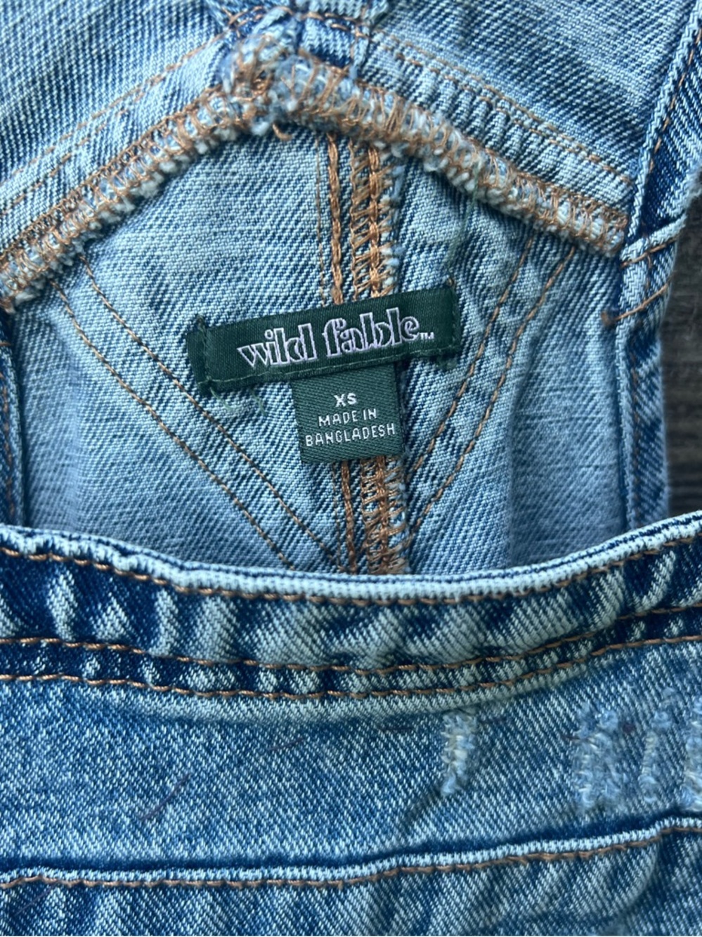 Wild Fable Y2K Light Blue Wash Distressed Denim Cutoff Overalls - Picture 3 of 10